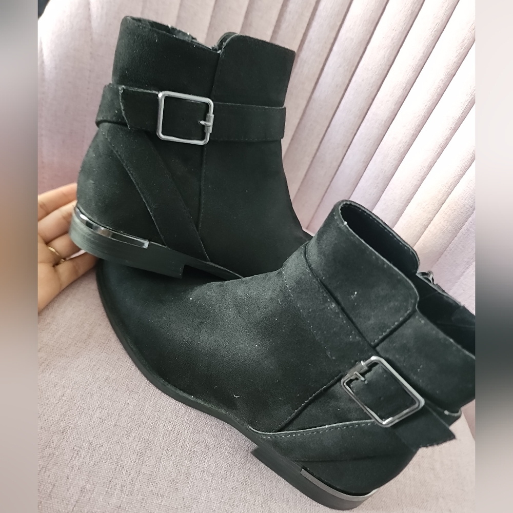 Nine West Black Ankle Booties with Buckle Details